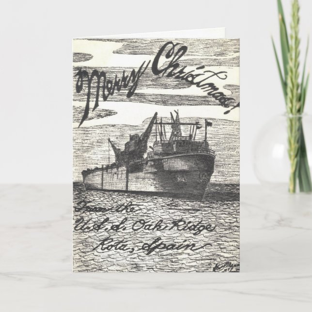 Festividades Cartão de Natal USS Oak Ridge (ARDM-1) (Frente)