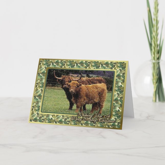 Festividades Cartão de Natal vazio da vaca e da vitela das (Frente)