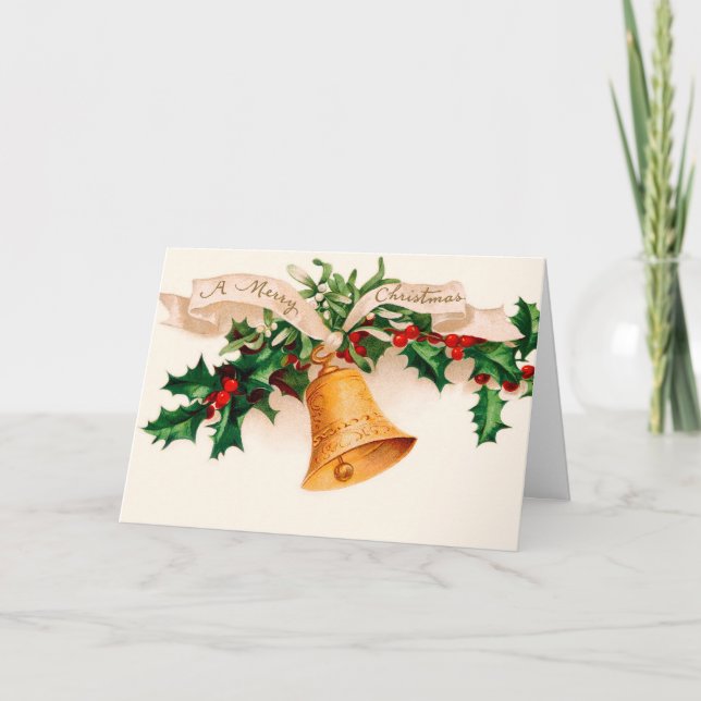 Festividades Cartão de Natal velho da forma - azevinho (Frente)