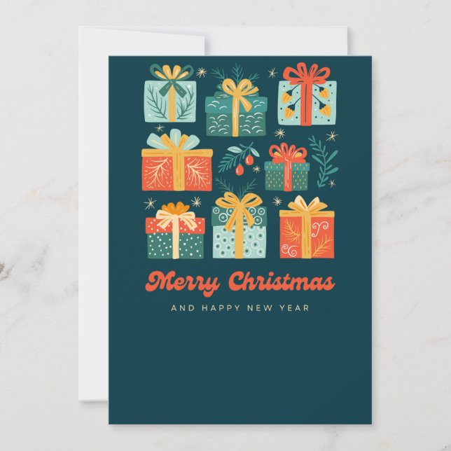 Festividades Cartão de Natal Verde (Frente)