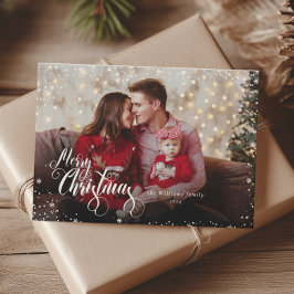 Festividades Cartão de Natal Verde com Foto Pessoal Feliz Natal