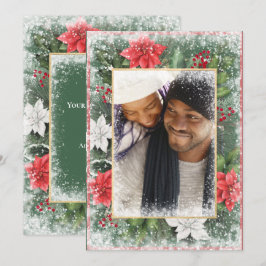 Festividades Cartão de Natal Verde de Férias com Foto