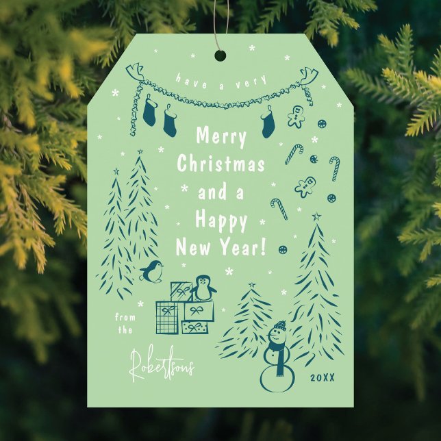 Festividades Cartão de Natal Verde e Teal da Cena de Natal (Criador carregado)
