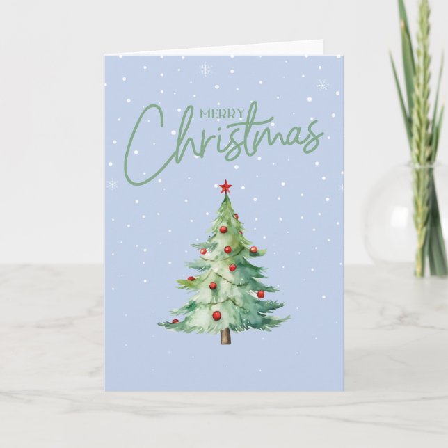 Festividades Cartão de Natal verde para árvores de Natal (Frente)