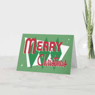 Festividades Cartão de Natal Verde Retroativo