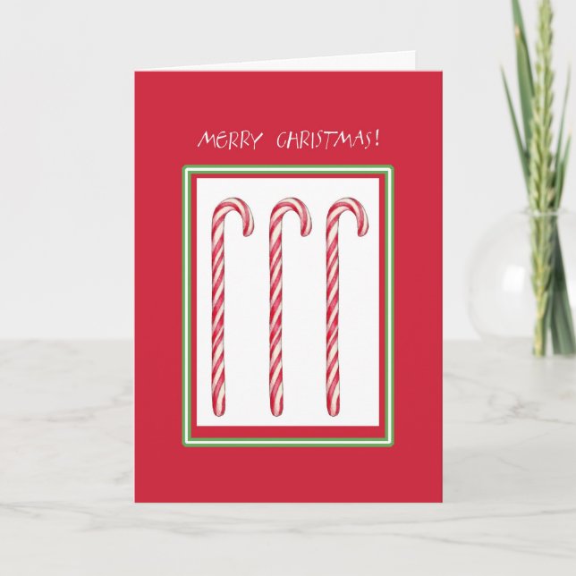 Festividades Cartão de Natal Vermelho Candy Cane (Frente)
