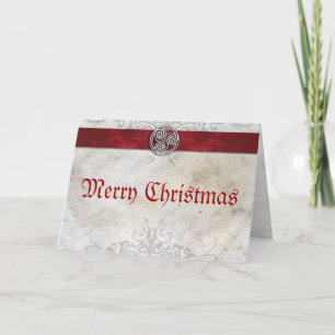Festividades Cartão de Natal Vermelho Celtic Knot Triskelion