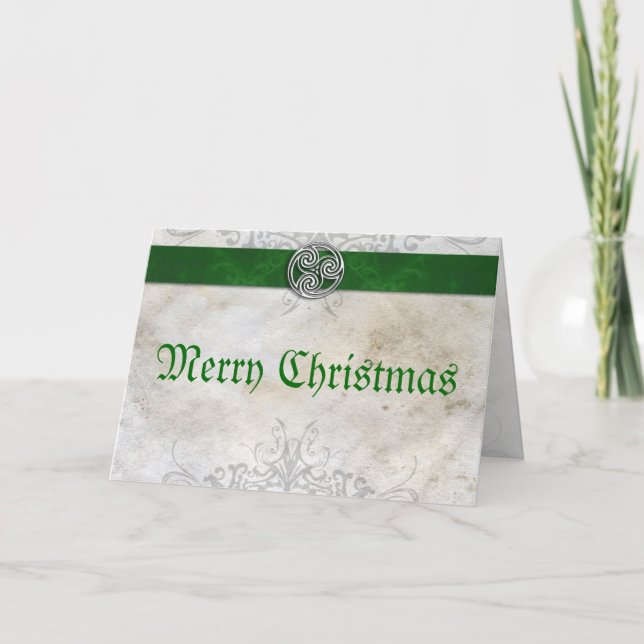 Festividades Cartão de Natal Vermelho Celtic Knot Triskelion (Frente)