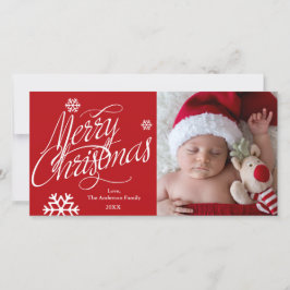 Festividades Cartão de Natal Vermelho com Letra MERRY CHRISTMAS