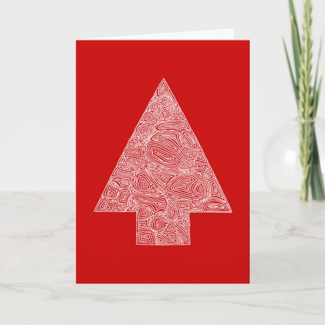 Festividades Cartão de Natal vermelho da árvore (Frente)