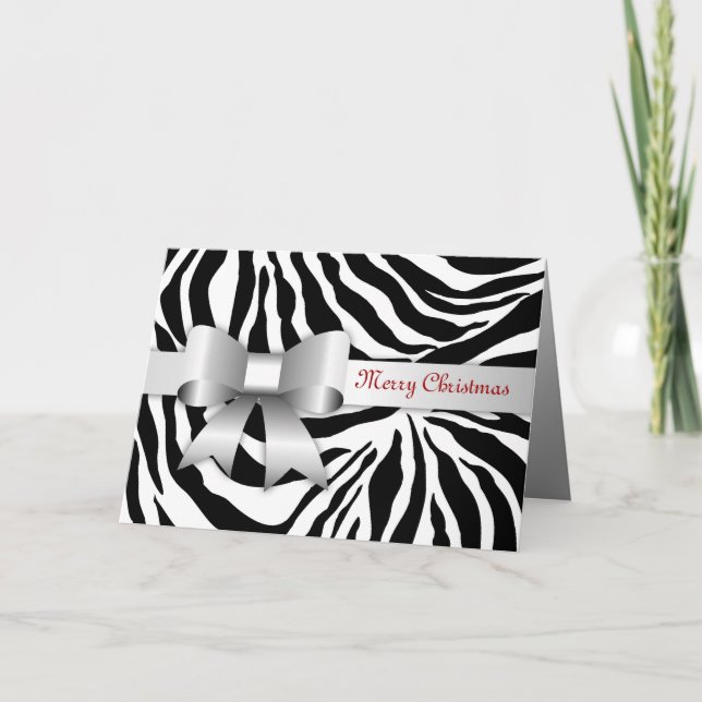Festividades cartão de Natal vermelho da foto da zebra (Frente)