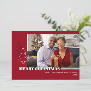 Festividades Cartão de Natal Vermelho de Foto Moderno