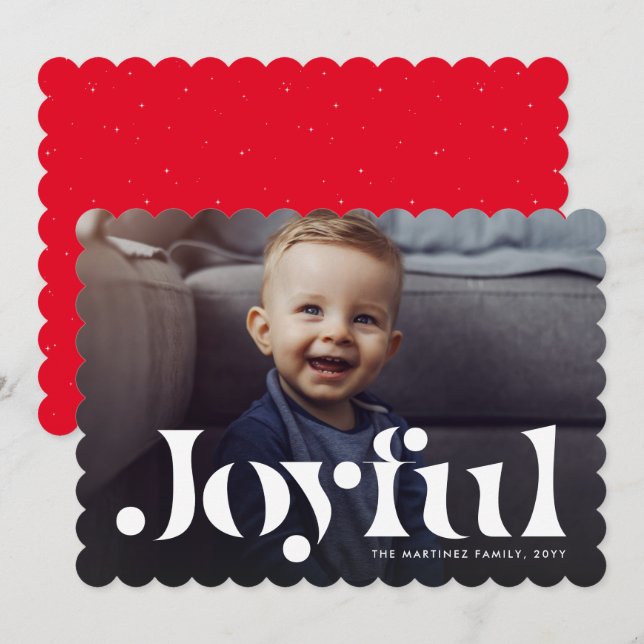 Festividades Cartão de Natal vermelho de uma foto simples alegr (Frente/Verso)
