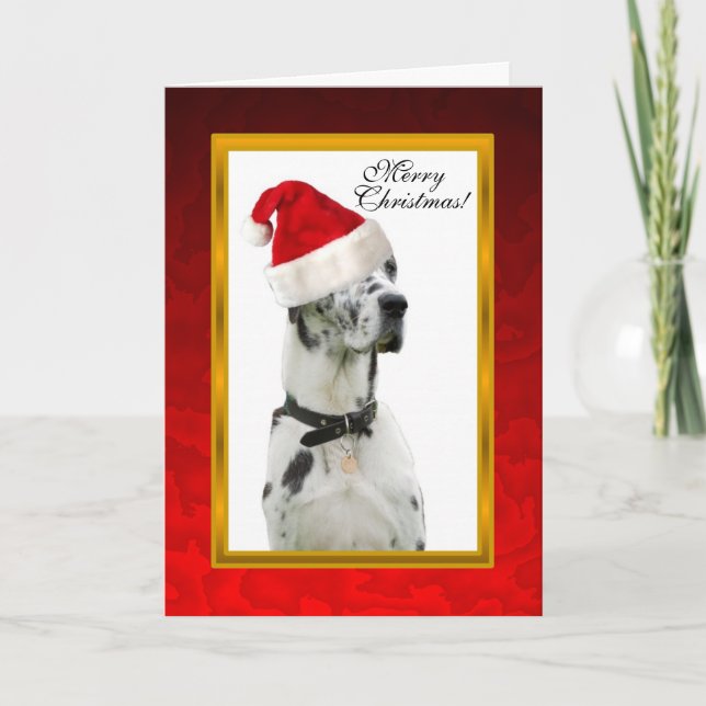 Festividades Cartão de Natal vermelho do cão de Dalmation (Frente)