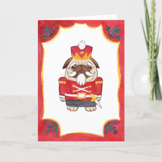 Festividades Cartão de Natal vermelho do Pug do Nutcracker