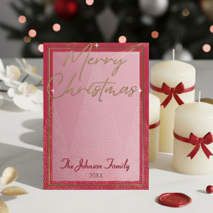 Festividades Cartão de Natal Vermelho E Dourado Moderno Elegant
