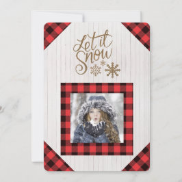 Festividades Cartão de Natal Vermelho Xadrez Búfalo Deixe Nevar