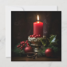 Festividades Cartão de Natal vibrante com vela de Natal