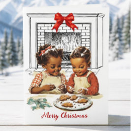 Festividades Cartão de Natal vintage afro-americano