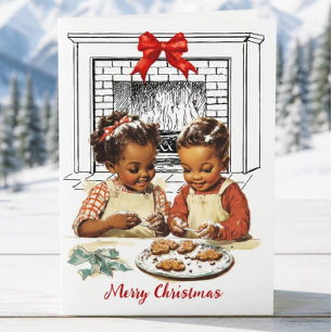 Festividades Cartão de Natal vintage afro-americano