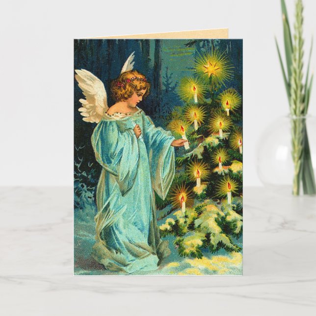 Festividades Cartão de Natal Vintage Angel (Frente)