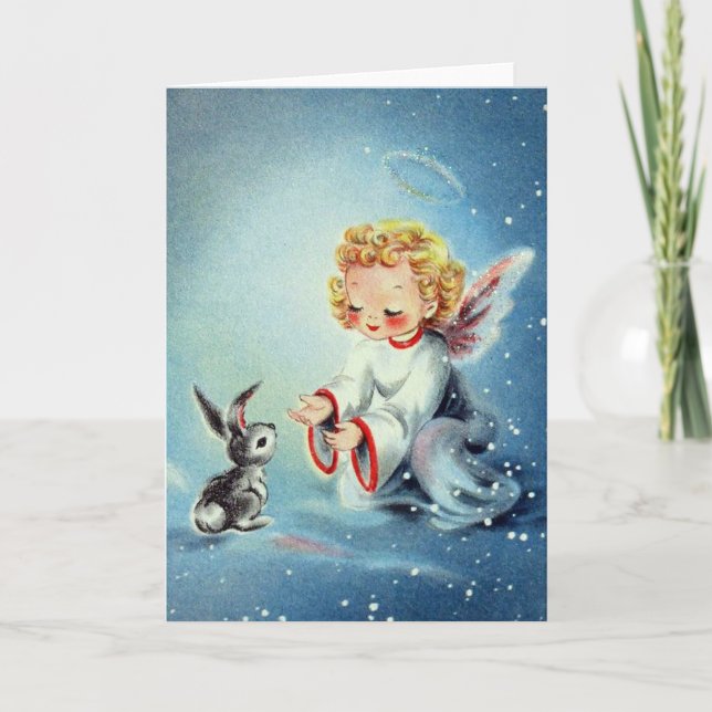 Festividades Cartão de Natal Vintage Angel (Frente)