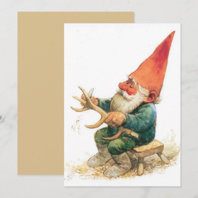 Festividades Cartão de Natal Vintage com Gnome de Natal (Frente/Verso)