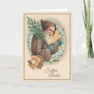 Festividades Cartão de Natal Vintage Croata Sretan Božić