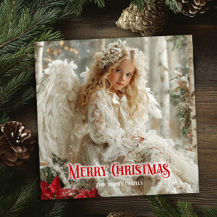 Festividades Cartão de Natal vintage de anjo para impressão com