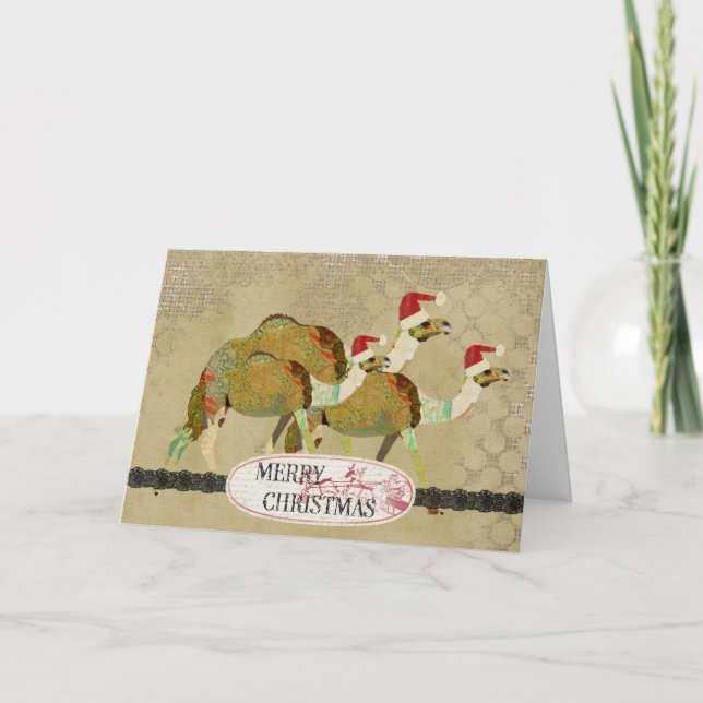 Festividades Cartão de Natal Vintage Dreamy Camels (Frente)