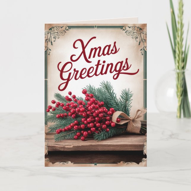 Festividades Cartão de Natal Vintage EDITABLE (Frente)