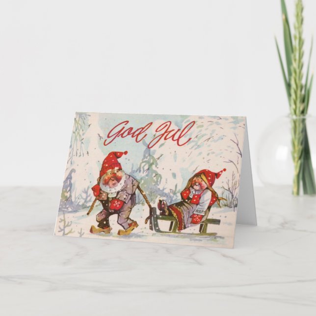 Festividades Cartão de Natal Vintage escandinavo (Frente)