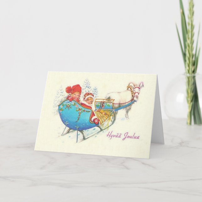 Festividades Cartão de Natal Vintage - Finlandês Hyvää Joulua (Frente)