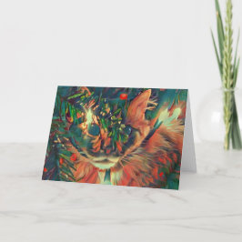Festividades Cartão de Natal Vintage Gato de Natal