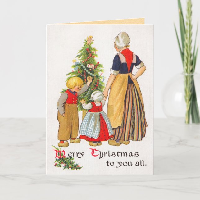 Festividades Cartão de Natal Vintage Holland (Frente)
