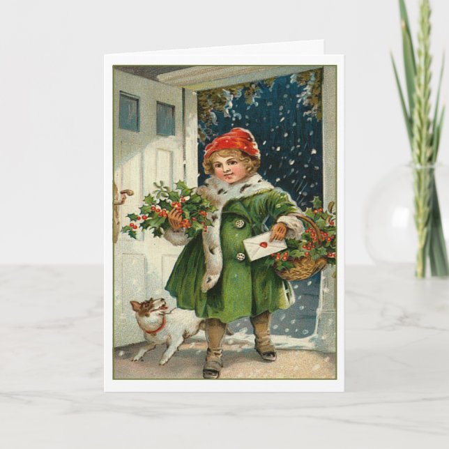 Festividades Cartão de Natal Vintage Infantil (Frente)