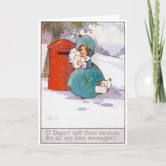 Festividades Cartão de natal vintage, início do século 20 (Frente)