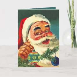 Festividades Cartão de Natal Vintage Jolly Santa Claus