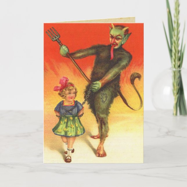 Festividades Cartão de Natal Vintage Krampus (Frente)