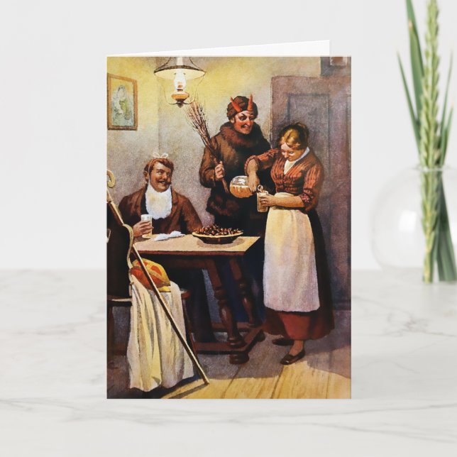 Festividades Cartão de Natal Vintage Krampus (Frente)