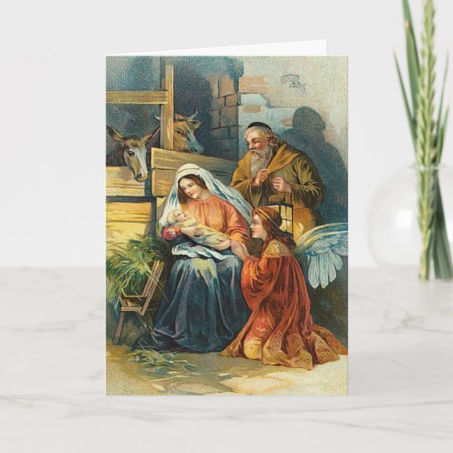 Festividades Cartão de Natal Vintage Natividade (Frente)
