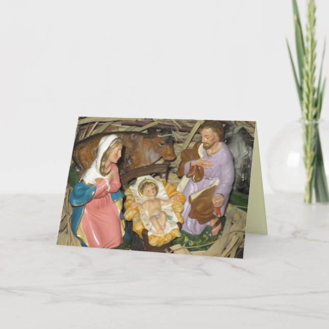 Festividades Cartão de Natal Vintage Ntivity Manger (Frente)
