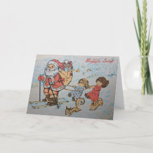 Festividades Cartão de Natal Vintage Polonês Wesołych Świąt