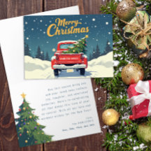 Cartão de Natal Vintage Red Truck