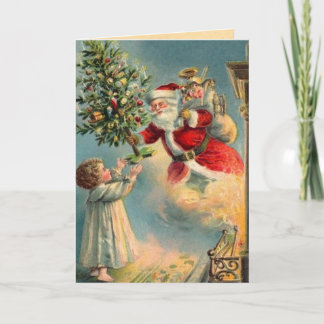 Festividades Cartão de Natal Vintage Santa Claus