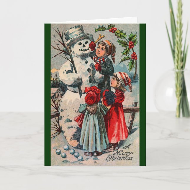 Festividades Cartão de Natal Vintage Snowman (Frente)