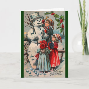 Festividades Cartão de Natal Vintage Snowman