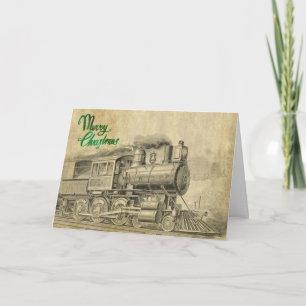 Festividades Cartão de Natal Vintage Steam Train