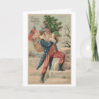 Festividades Cartão de Natal Vintage Tio Sam Patriótico