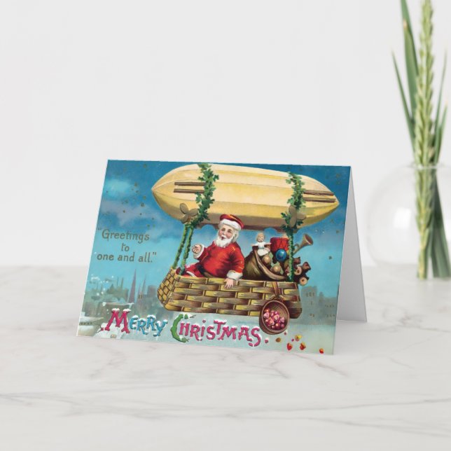 Festividades Cartão de Natal Vintage Victorian Blimp (Frente)